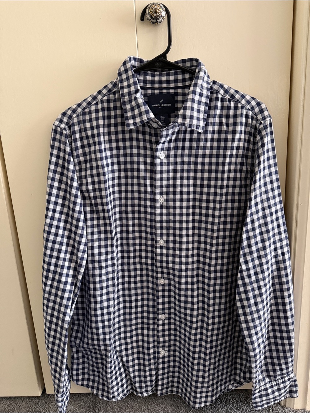 Daniel Hechter Navy and White Gingham Dress Shirt